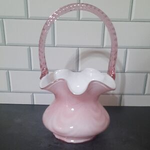 Fenton Pink and White Decorative Basket